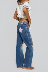 RIPPED STRAIGHT JEANS