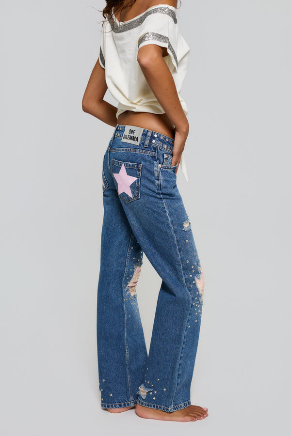 RIPPED STRAIGHT JEANS