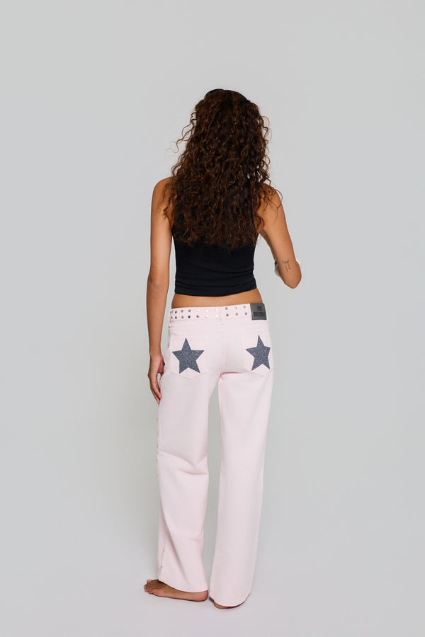 PINK JEANS GREY SHINY STAR