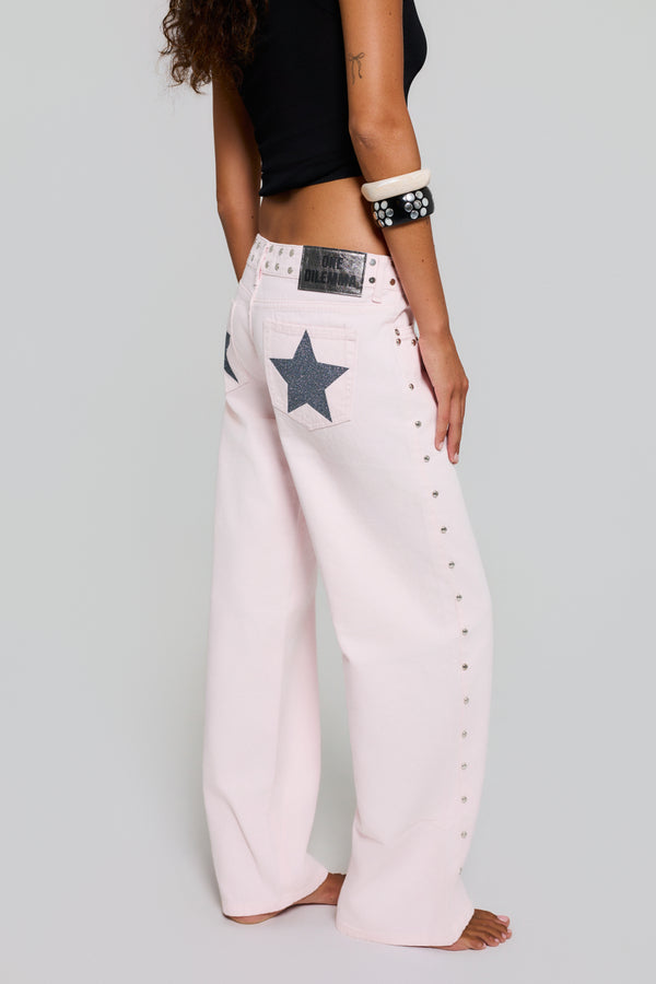 PINK JEANS GREY SHINY STAR