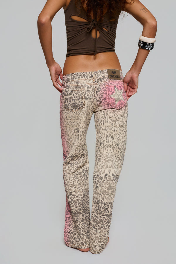 LEOPARD PINK FLASH JEANS