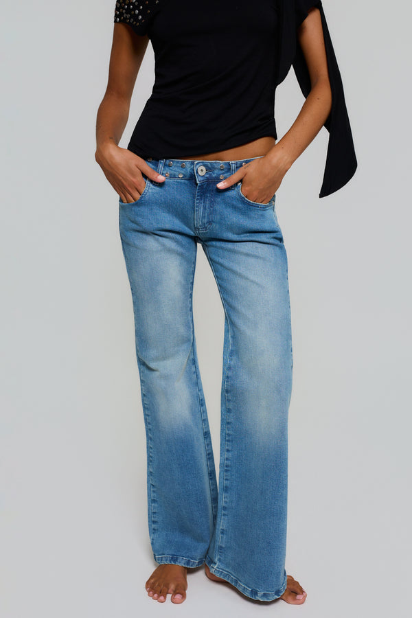 POLKA STARS FLARED BLUE JEANS