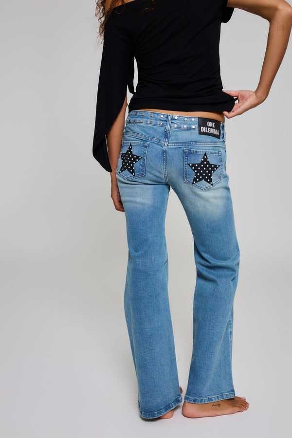 POLKA STARS FLARED BLUE JEANS