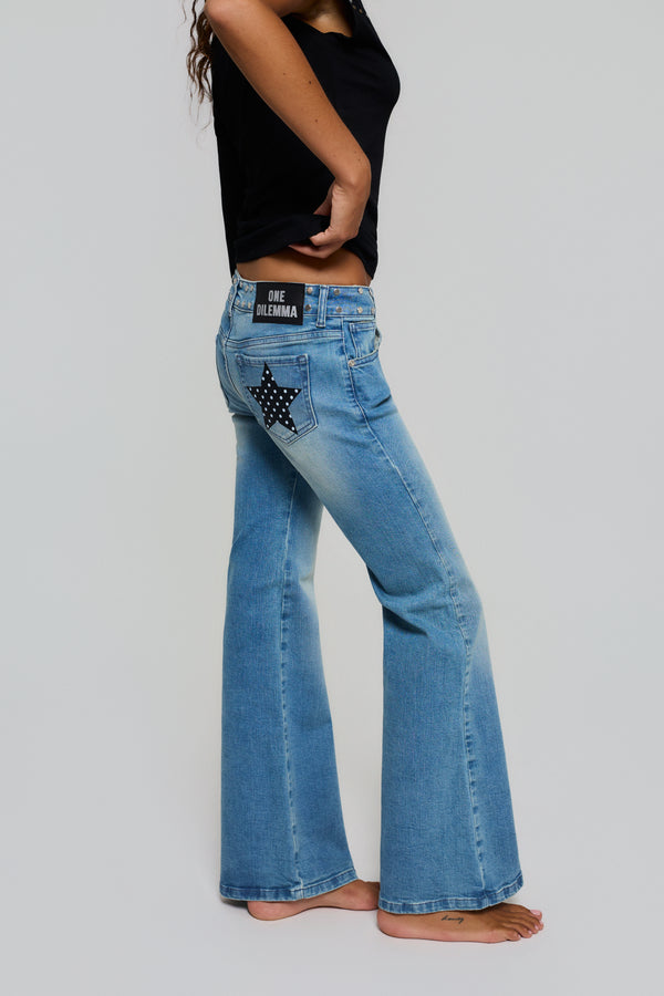 POLKA STARS FLARED BLUE JEANS