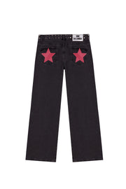 BLACK JEANS PINK STAR