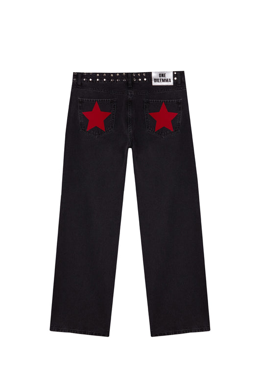 Black jeans red star