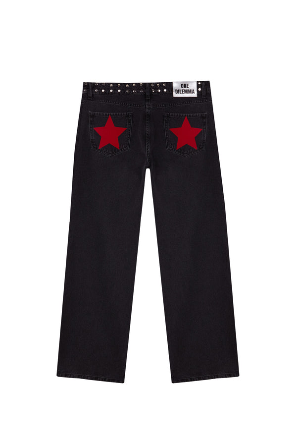 BLACK JEANS RED STAR