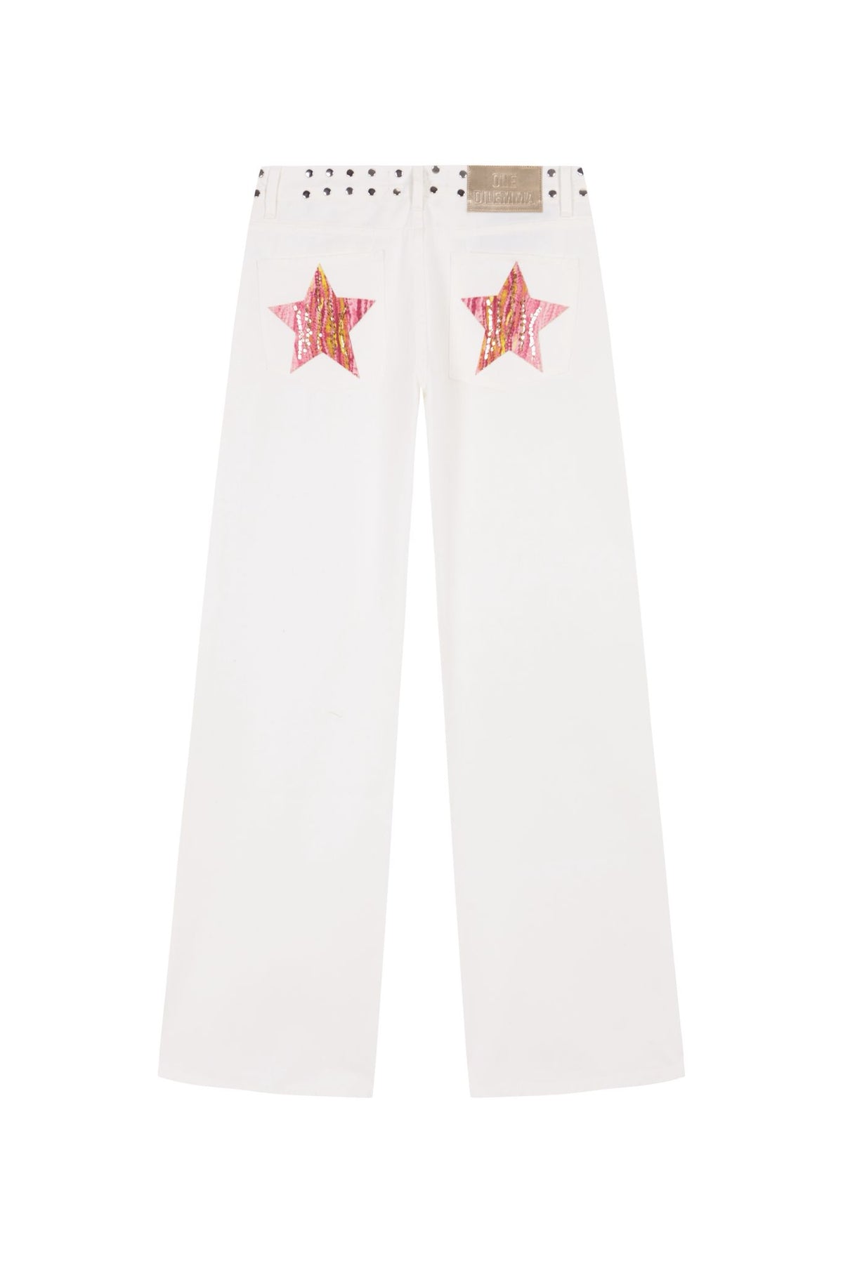WHITE JEANS PINK PRINT
