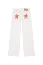 WHITE JEANS PINK PRINT