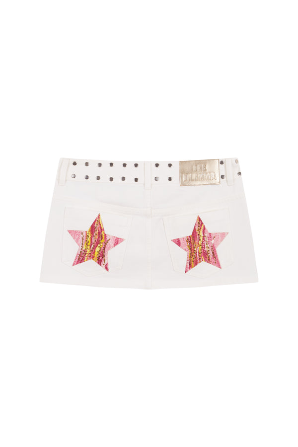 Mini-skirt pink print stars